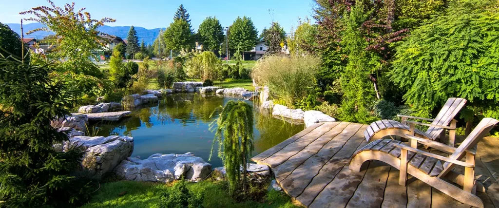 deck overlooking pond